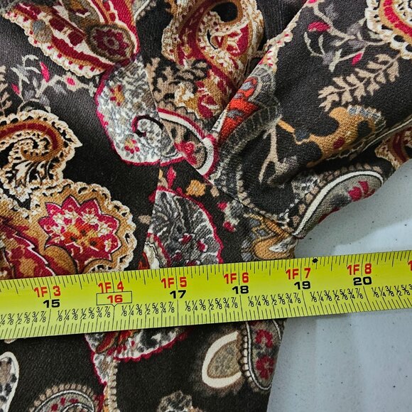 Talbots Velvet Blazer Womens 8P Black Red Paisley Silk Blend Lined Party Jacket - Picture 9 of 12